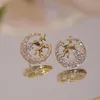 Cute Animal Bee Pearl Stud Earrings for Women Temperament Unicorn moon Rhinestone Earring Girls Birthday Party Jewelry