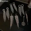 Dangle Avize Uzun Tassel Yuvarlak Kare Kristal Damla Küpeler Kadınlar İçin Vintage Abonkoğuk Geometrik Rhinestone Partisi Jewelrydangle Farl