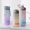 500ml/600ml Fashion Water Bottle With Straw A Free Portable Outdoor Sport Cute Drinking Plastic Bottles Eco-Friendly 220418