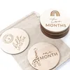 Andra festliga partier Safari Baby Milestone Cards PREGNANCY Gift Wood Monthly Discs Props Born Pography Spanisher