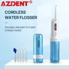 Azdent az-007 oral irrigator USB-laddning av trådlösa vatten tänder flosser renare rese vikbar 5 jet tips 4 lägen vuxen barn 220607