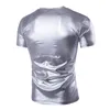 Herren T-Shirts T-Shirt Männer Shiny Silber Metallic Nachtclub T-Shirt Lässige Harajuku Streetwear Kurzarm Slim Tee Homme Camiseta