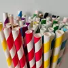 25 stks / set Biologisch afbreekbaar papier rietjes regenboog streep drinkt bulk voor sappen kleurrijke rietje