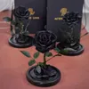 Couronnes de fleurs décoratives pour toujours durables vrais gros cadeaux de coeur d'amour de Rose noire conservés dans un dôme de verre artisanat décoration de la maison