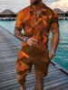 Herrspårar Summer Short Sleeved Shirt Beach Shorts 2 Piece Set Tracksuit Men's Ordized 3D Printed Casual Sports Suit S-5XLMEN's