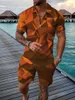 Herrspårar Summer Short Sleeved Shirt Beach Shorts 2 Piece Set Tracksuit Men's Ordized 3D Printed Casual Sports Suit S-5XLMEN's