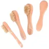 Brosse nettoyante pour le visage pour exfoliation du visage Poils naturels Brosses exfoliantes pour le brossage à sec avec manche en bois