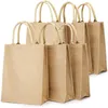 Reusable Burlap Tote Bags Women Jute Beach Shopping Grocery Bag with Handle Large Capacity Travel Storage Organizer