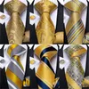 Boogbladen heren stropdas 100% zijde klassieker jacquard geweven 8cm goudgeel formeel zakelijke bruiloft nek pochet set pak cravat dibangubow