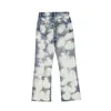 2021 Élégant Lettre Broderie Tie Dye Hommes Droite Baggy Jeans Pantalon Lavé Distressed Vintage Hip Hop Denim Pantalon Spodnie T220803