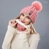 Beanie/Skull Caps MLTBB 8 Colors Winter Hat Scarf Set 2 Pieces For Women Suits Plus Velvet Thick Warm Ring Beanies Female Girls1 Eger22