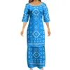 Samoan Puletasi Polynesian Tattoot Pattern Women Vresses Lady Design Dress مطابقة للرجال القمصان ذات الأكمام القصيرة.