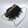 Evening Bags Designer Ostrich Fur Feather Wallet Clutch Bag Women Clutch Diamond Knuckle Rings Dinner Evening Bag Chain Purses Party Xa531h 220325