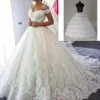 2022 Luxury Lace Ball Gown Wedding Dress With Petticoat And Chaple Length Long Veil Off The Shoulder Corset Bridal Gowns Back Lace-Up Princess Bride Dresses