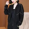 Jackets femininos Black Fin Thin Jacket Short Clothing Spring Autumn Manga longa Baseball Loose Moda casual M-4xl All-Match Outerwearwome