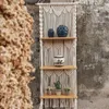 Tapestries Boho Macrame Wall Hanging Shelf 3 Tier Handmade Woven Wood Organizer Shelves Floating Plant Hanger For Home DecorTapestries