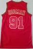 Camisolas masculinas de basquete Dennis Rodman 91 Scottie Pippen 33 uniformes calças curtas vintage todas costuradas cor da equipe fora vermelho preto branco bege