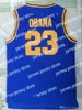 NOVO #23 Barack Obama Punahou Jersey barato Obama White Blue College College