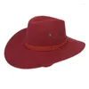 BERETS MEN CAPS WESTER COWBOY HAT Summer Travel Sun Visor Wide Brim Casual Horse Riding Solid Color Jazz Capsberets