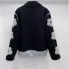 Women's Jackets 2022 Lamb Velvet Stitching Contrast Jacket Flower Decoration