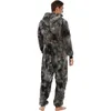 Herfst winter casual flanel onesies hoodie jumpsuit pyjama mannen jumpsuits rits nachtkleding w220331