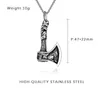 Pendant Necklaces Slavic Axe Necklace Doubel Sided Odin Raven Wolf Stainless Steel Amulet For Men Women Nordic Viking JewelryPendant