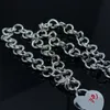 Cadena de plata Pulseras de corazón Joyería de diseño Gota de aceite Pulsera de amor rojo para mujeres Hombres Collares pendientes Boda Heanpok 22050602R