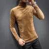 Camisetas masculinas Veludo Turtleneck de manga comprida 2022 Autumn Streetwear Party Luxury Tirm shir