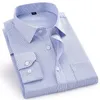 Hoge kwaliteit mannen jurk casual plaid streep lange mouwen shirt mannelijke normale fit blauw paars 4XL 5XL 6XL 7XL 8XL plus size shirts 220322
