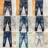 Herren denim jeans blå svart rippade byxor version mager trasiga Italien stil cykel jeans