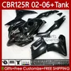 Тело + танковое покрытие для Honda CBR-125R 125CC CBR125RR CBR 125 R CC 02-06 Gloss черный кузовные работы 124NO.48 CBR-125 CBR125R 02 03 04 05 06 CBR 125R 2002 2003 2004 2005 2006