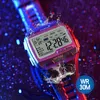 SYNOKE Mens Square Digital Watch Luminous Multifunctional Big Dial Sports Waterproof Man Watch LED Display Digital Wristwatch 220530