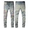 Diseñador para hombre Skinny Rip Denim Jeans para hombre Slim Black Biker Pintor Jeans Jeans Hip Hop Stretch Patch Patch Rock Fit con pantalones de agujeros