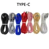 Noodle Braided Type C Cable Micro USB Charger Data Charging 1m 2m 3m 6ft 10ft Cord Woven Fabric for Samsung Mobile Cell phone