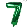 Cyuan 32 / 40inch Número Verde Balloons Foil Balloon Safari Balão de Aniversário Balão Balão 0 1 2 3 4 5 6 7 8 9 Bolas de Globos