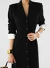 Abiti casual Elegante abito da donna Temperamento nero Formale Vintage Semplice monopetto Slim Midi Pencil Party Commute Femme Mujer Vestid