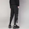 Şık Japon Moda Harajuku Hip Hop Sokak Giyim Kargo Pantolon Erkekler İçin Şerit Cepleri Joggers Techwear Erkek Pantolon 220705