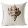 Housse de coussin haut de gamme Hippocampe étoile de mer taie d'oreiller coton lin Capa Para Almofadas style nautique peint à la main taie d'oreiller décorative sans intérieur