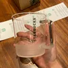 Tasse en verre Starbucks 2021 nouvelle tasse à café transparente givrée de grande capacité pour hommes et femmes avec poignée résistance aux hautes températures