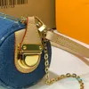 Denim Barrel Bag Crossbody Bags Blue Jeans Cute Handbag Classic Letter Old Flower printed Two Removable Shoulder Strap Zip Wallets 2022