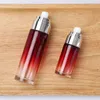 Gradient Red Glass Lotion Pump Bottles Cosmetic Cream Jars with Silver Lid 30g 50g 40ml 80ml 100ml 120ml