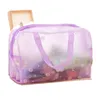 Bolsa de cosméticos transparente portátil de viaje, bolsa de maquillaje impermeable, bolsa de lavado, bolsas de almacenamiento de cosméticos florales a la moda, bolsas organizadoras