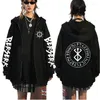 Męskie bluzy z kapturem Bluzy z kapturem Anime Berserk Logo z nadrukiem z kapturem Loog Sleeve Zip Up Pullover Bluza męska