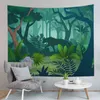 Mysterious Forest Carpet Wall Hanging Jungle Animals And Plants Tapestry Living Room Bedroom Home Decoration Wall Cladding J220804