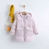 New Solid Color Hooded Mid-Length Down Jacket For Children With Hood Large Pockets Thickened Children Down Jacket 3-10 Year J220718