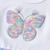 VIKITA Girls Butterfly Dresses Kids Sequins Costumes Children Flare Sleeve Vestidos Toddler Colorful Dress Summer Clothing 220422