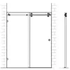 6 6FT Schiebetür für Scheunen-Duschtür, Doppelrolle, rahmenlose Glasschienen-Hardware-Set, beliebt321a