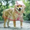 彼はペットレインコート屋外透明なフード付きマントレインコート防水犬ジャケットファッション犬服t200328