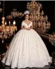 Hochzeit Ballkleid Kleider Kristalle Perlen Bodenlangen Weg Von der Schulter Nach Maß Dubai Vestidos De Novia Plus Größe