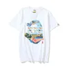 Shark Chaopai Kite Fujiyama Printed Youth Short Sleeve T-shirt Unisex